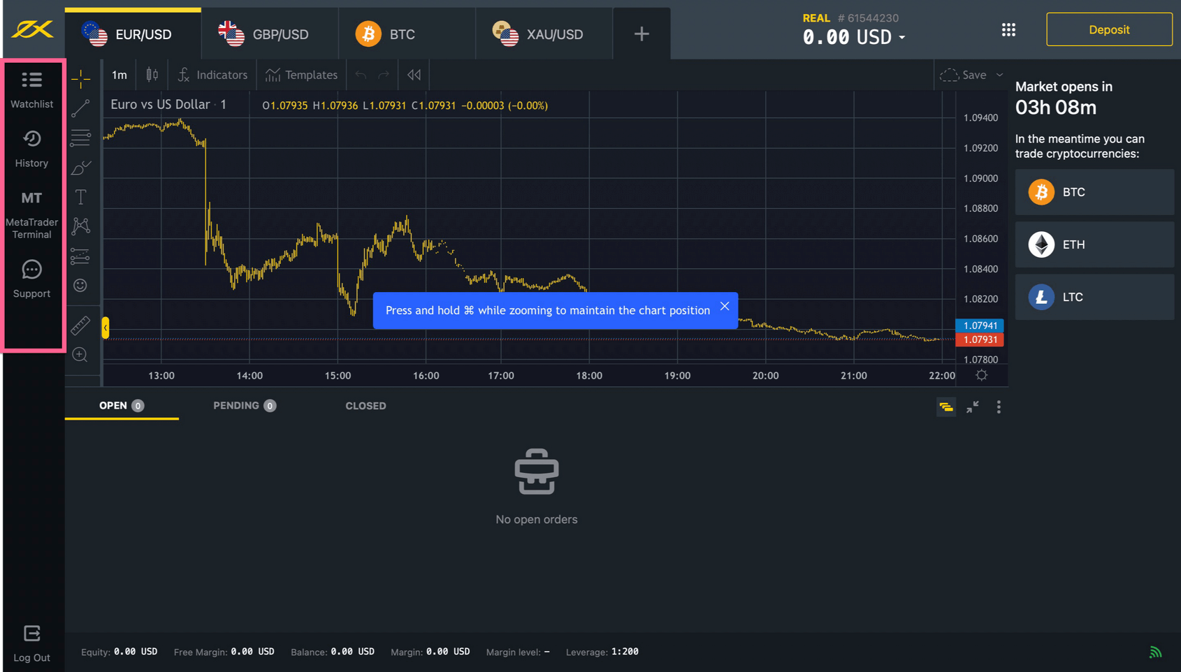 Islamic foreign exchange account in Exness